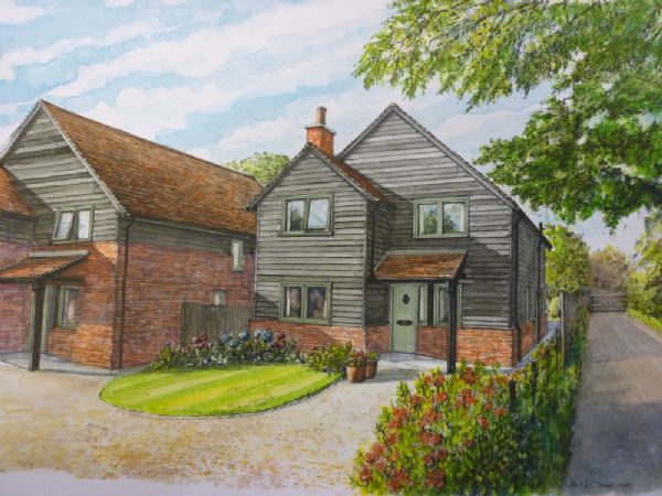 WIGGINTON - This four bedroom detached family home currently under construction is situated on a plot of approximately a quarter of an acre in an enviable position within this popular Hertfordshire village enjoying wonderful rural views.� Projected completion date November 2010.�Benefits�include a 23ft sitting room, 24ft kitchen/family room, study, master bedroom with ensuite bathroom, guest bedroom with ensuite shower room, two further double bedrooms, family bathroom, covered parking and driveway. - Artists Impression